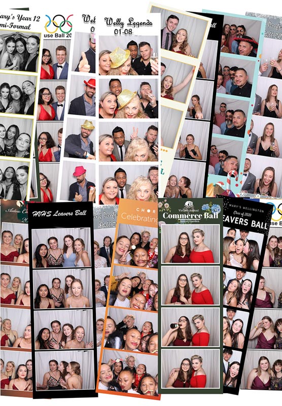Sample photo booth strips from NZPhotoBooth events
